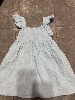 Cat & Jack Light Blue Smocked Top with Ruffled Straps